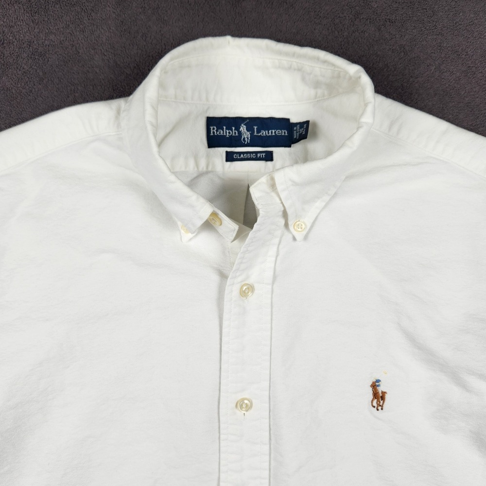 Ralph Lauren Oxford Shirt Mens 16 34/35 White Classic Fit Long Sleeve Button Up